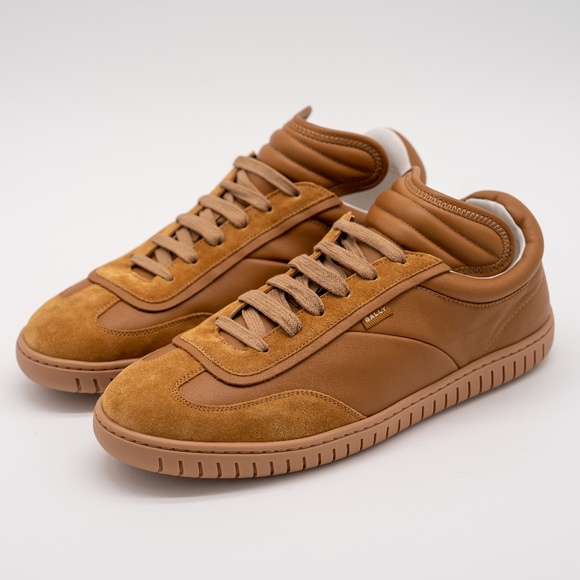 size 12 Bally Parrel Desert Brown Tan Suede Leather Sneakers - Picture 1 of 13